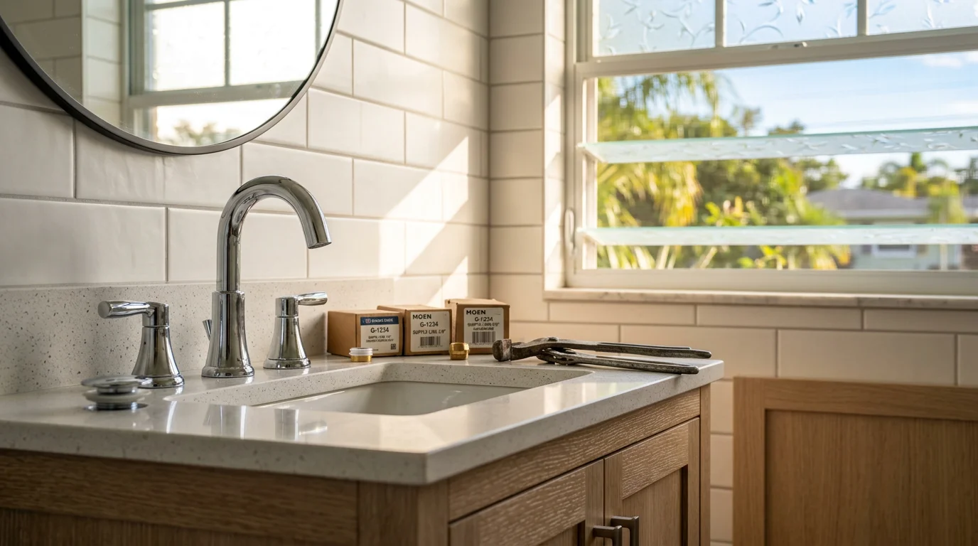 Modern kitchen sink and faucet installation in Tampa bathroom